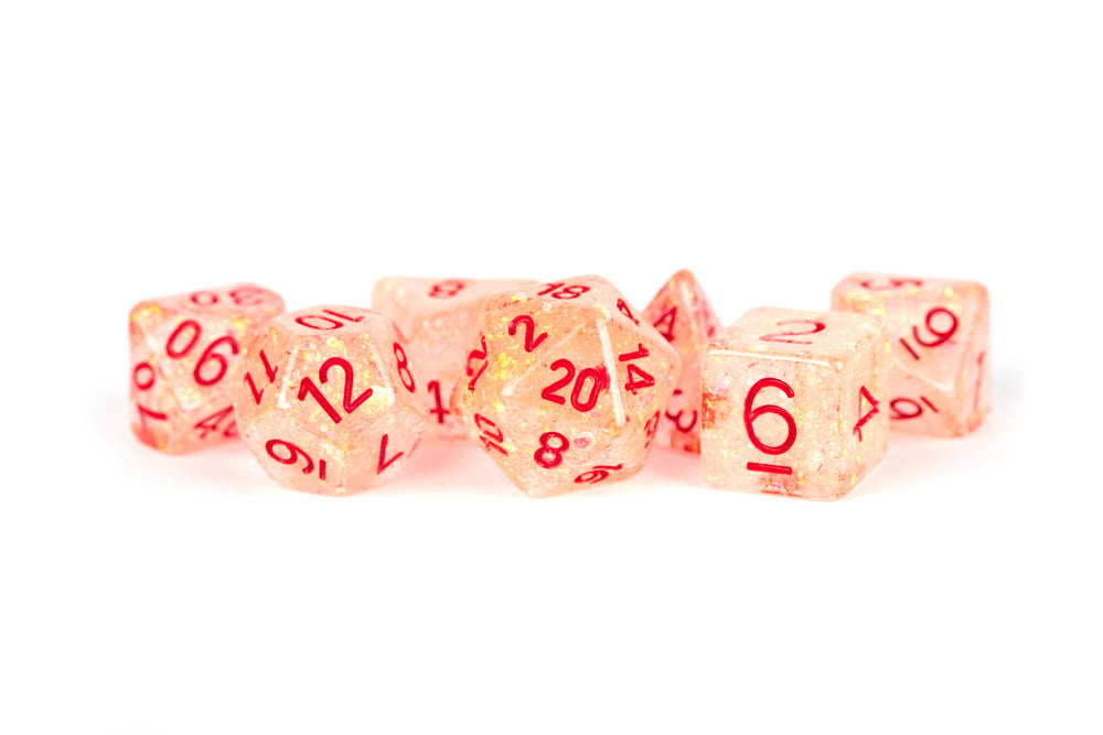 Metallic Dice Games - 16mm Resin Flash Dice Poly Dice Set: Red