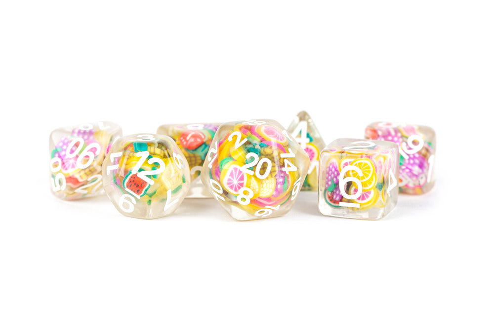 Metallic Dice Games - Fruit Dice 16mm Resin Poly Dice Set