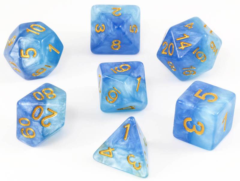 Gate Keeper Games Sky Current Halfsies Dice - 7 die polyhedral dice Set