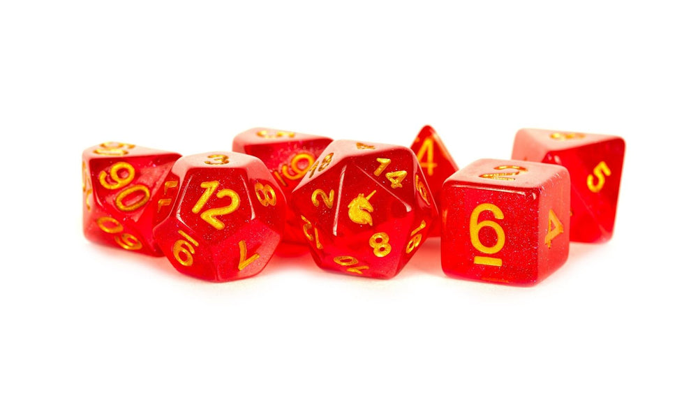 Metallic Dice Games - Unicorn: Red 16mm Poly Dice Set