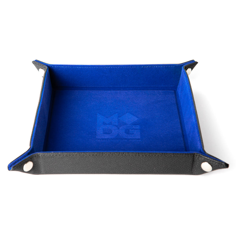 Velvet Dice Tray With Leather Backing - Blue