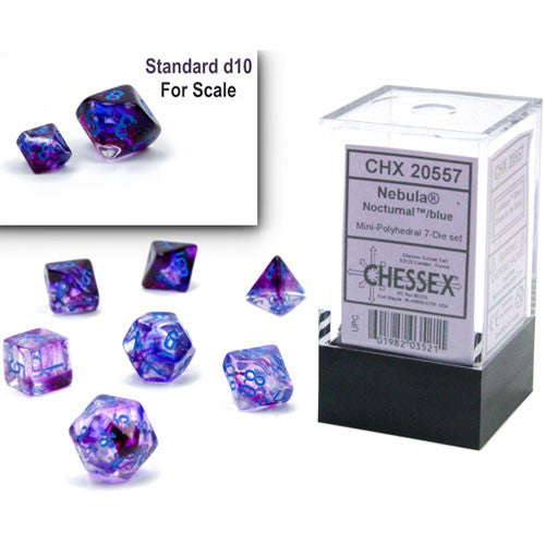 Chessex Mini Dice Set: Nebula Nocturnal/Blue Polyhedral 7-Die set