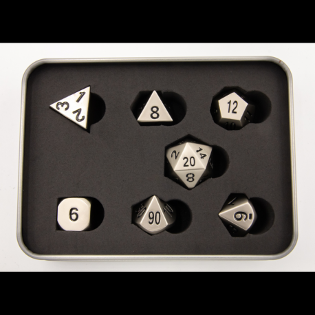 Critical Hit Collectibles: Burnished Set of 7 Metal Polyhedral Dice with Silver Numbers for D20 based RPG's