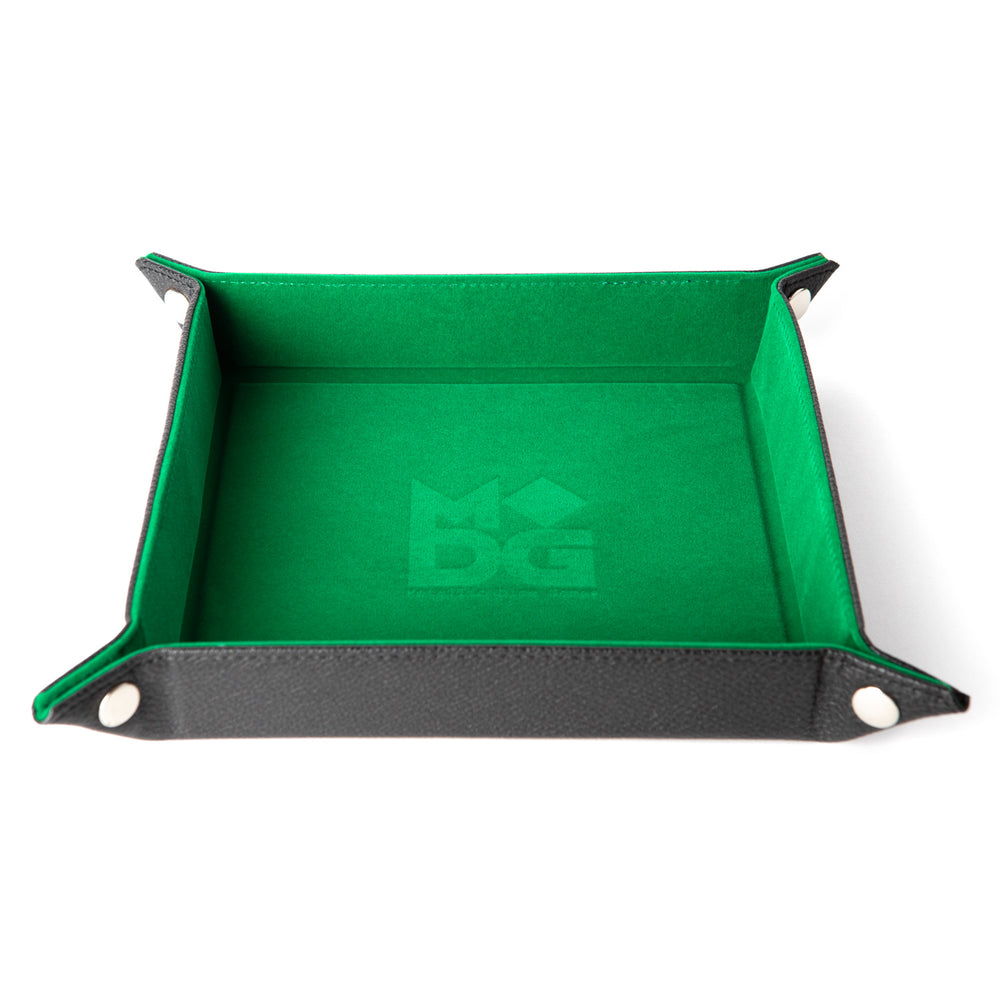 Velvet Dice Tray With Leather Backing - Green