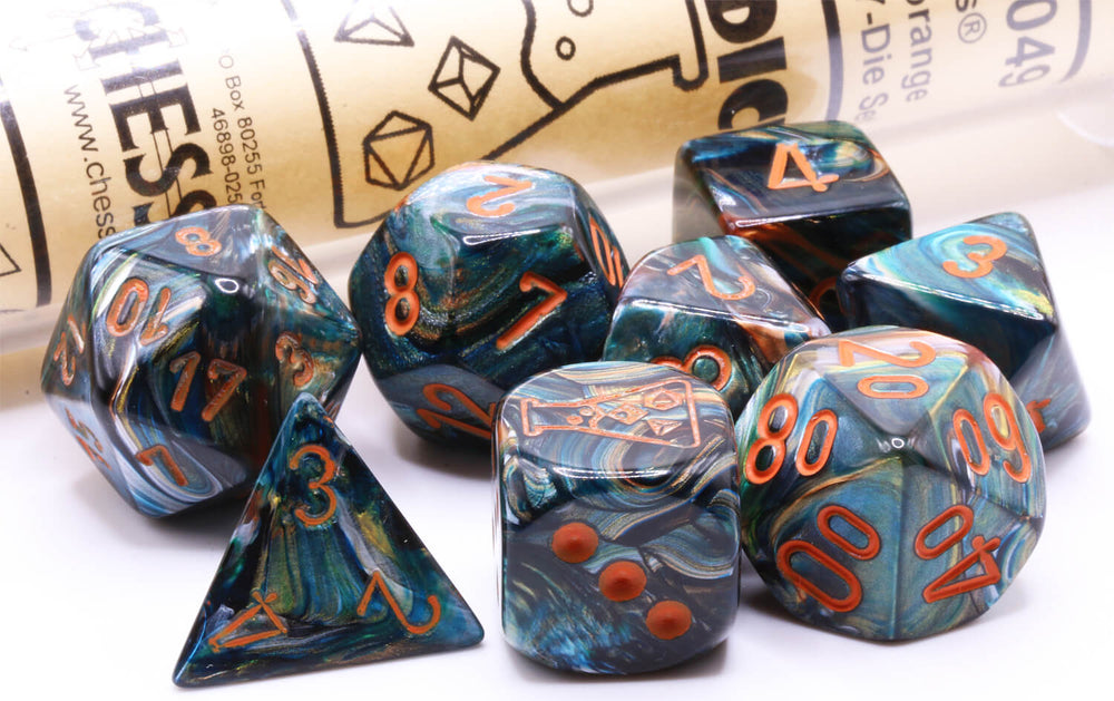 Chessex - Lustrous® Polyhedral Lustrous Alpestris/orange 7-Die Set