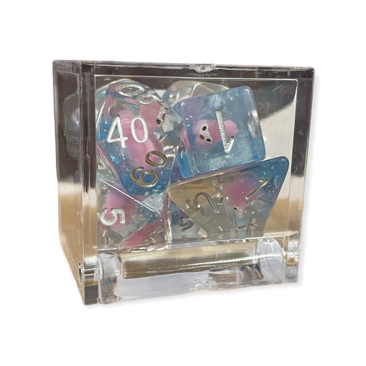 Critical Hit Collectibles: Squirrel — Pink Set of 7 Filled Dice with White Numbers