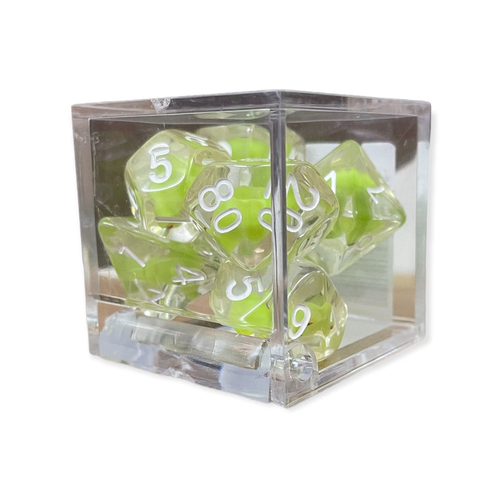 Critical Hit Collectibles: Frog — Green Set of 7 Filled Dice with White Numbers