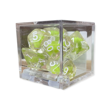 Critical Hit Collectibles: Frog — Green Set of 7 Filled Dice with White Numbers
