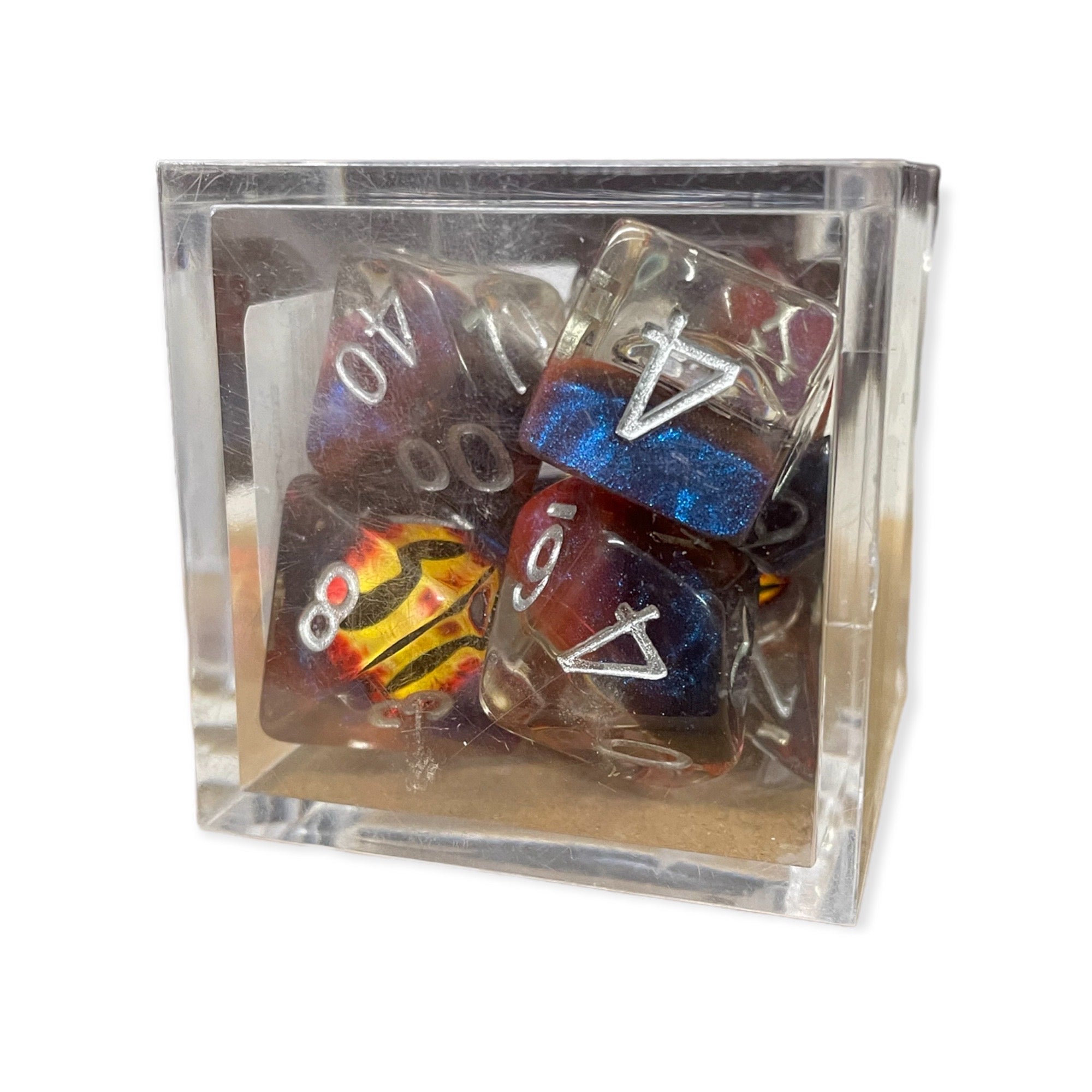 Critical Hit Collectibles: Yellow Set of 7 Demon Eye Dice with White Numbers