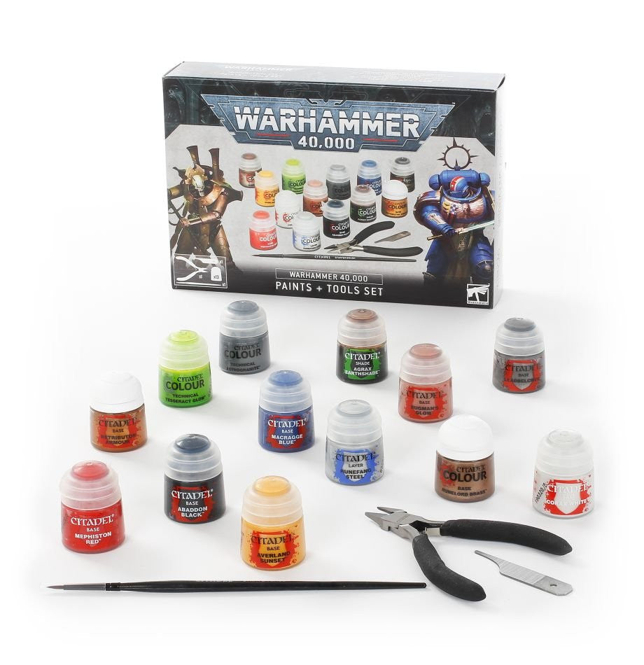 warhammer 40,000 paints and tools set