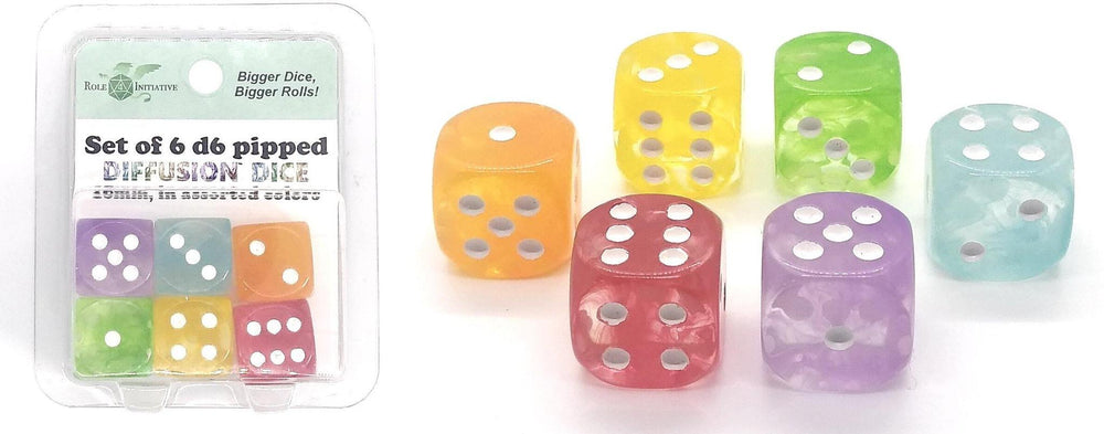 Set of 6 d6 Pipped Diffusion Dice