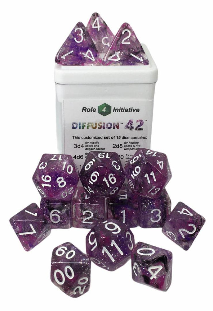 Set of 15 Dice: Diffusion Forty Two w/ White Numbers