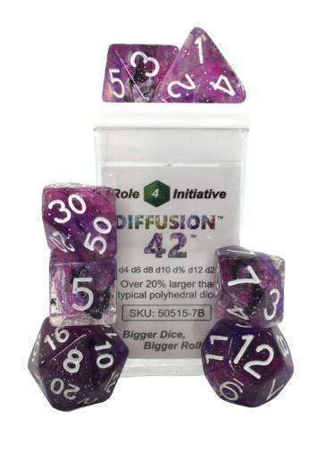 Set of 7 Dice: Diffusion Forty Two w/ White Numbers