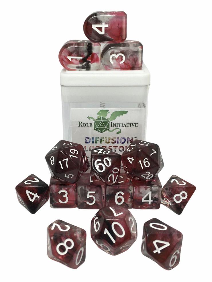 Set of 15 Dice: Diffusion Bloodstone w/ Arch'd4