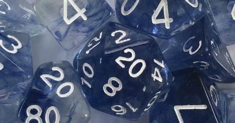 Set of 7 Dice: Diffusion Blue Ink w/ White Numbers