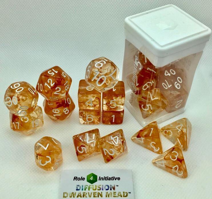 Set of 15 Dice: Diffusion Dwarven Mead w/ White Nums