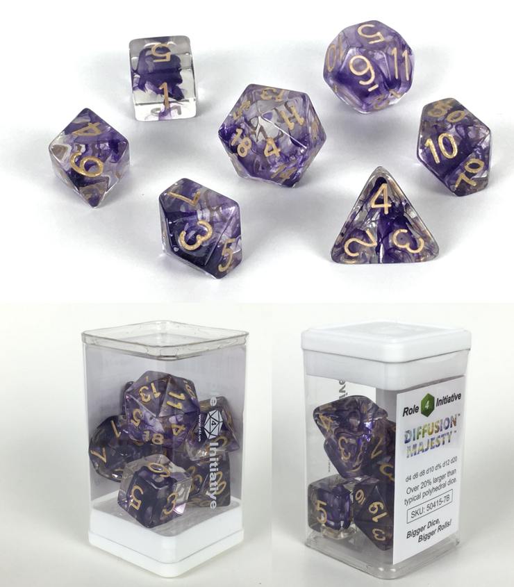 Set of 7 Dice: Diffusion Majesty w/ Mtlc Gold Nums